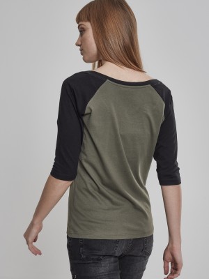 Дамска блуза Urban Classics olive/black с 3/4 ръкави Дамска блуза Urban Classics olive/black с 3/4 ръкави