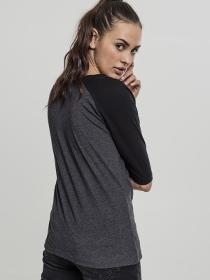 Дамска блуза Urban Classics charcoal/black с 3/4 ръкави Дамска блуза Urban Classics charcoal/black с 3/4 ръкави