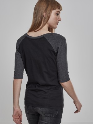 Дамска блуза Urban Classics black/charcoal с 3/4 ръкави Дамска блуза Urban Classics black/charcoal с 3/4 ръкави