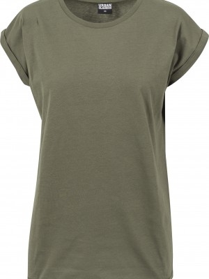 Дамска тениска с U-образно деколте Urban Classics olive