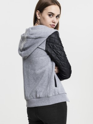 Дамски суичър Urban Classics с кожени ръкави gry/blk XS