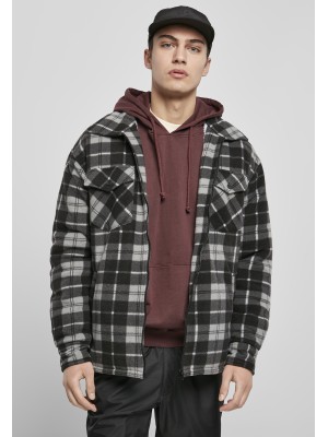 Мъжко карирано яке в черно Urban Classics Plaid Teddy Lined