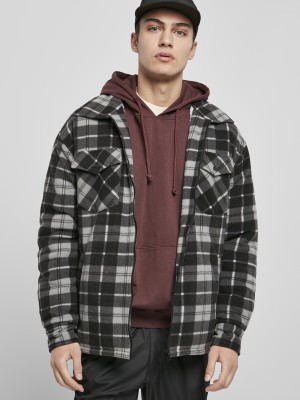 Мъжко карирано яке в черно Urban Classics Plaid Teddy Lined