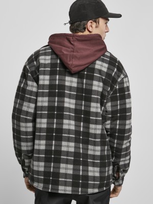 Мъжко карирано яке в черно Urban Classics Plaid Teddy Lined