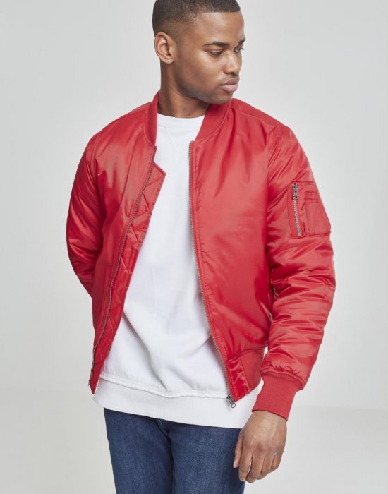 Мъжко червено яке тип бомбър Urban Classics fire red, Urban Classics, Бомбъри - Complex.bg