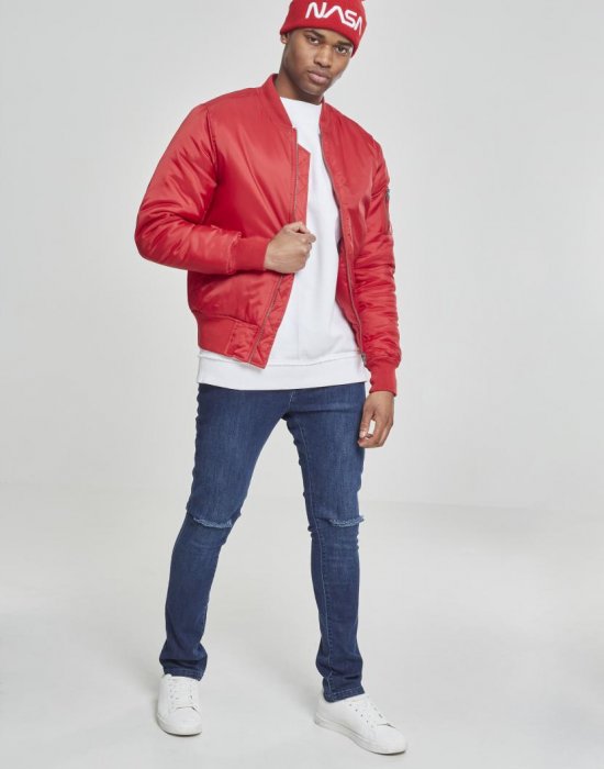 Мъжко червено яке тип бомбър Urban Classics fire red, Urban Classics, Бомбъри - Complex.bg