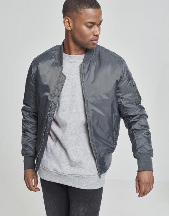 Мъжко тъмносиво яке тип бомбър Urban Classics cool grey, Urban Classics, Бомбъри - Complex.bg