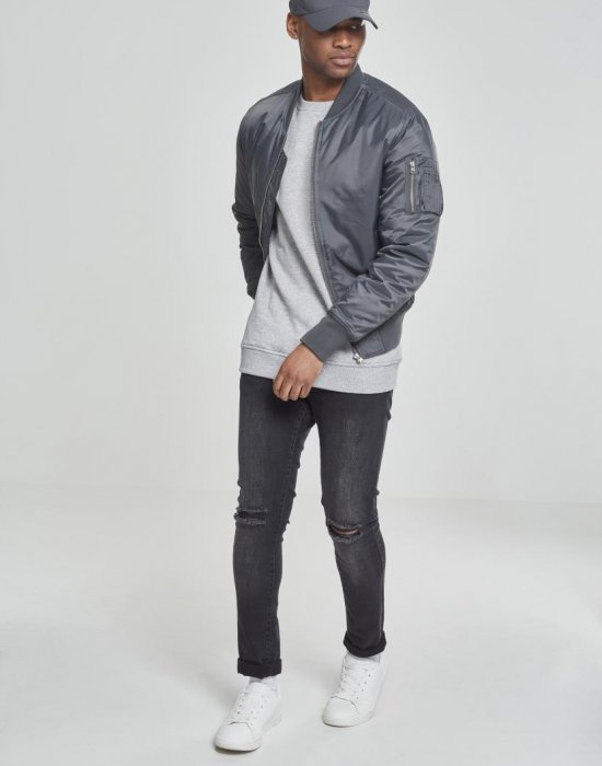 Мъжко тъмносиво яке тип бомбър Urban Classics cool grey, Urban Classics, Бомбъри - Complex.bg