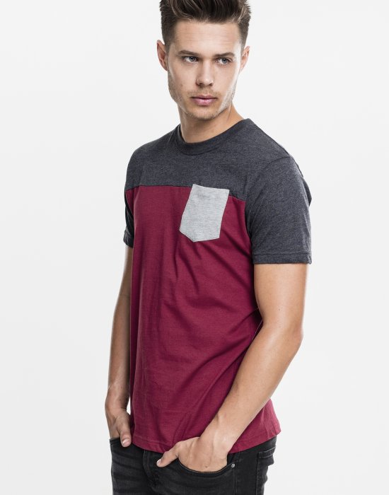 Мъжка тениска Urban Classics burgundy/cha/gry, Urban Classics, Тениски - Complex.bg