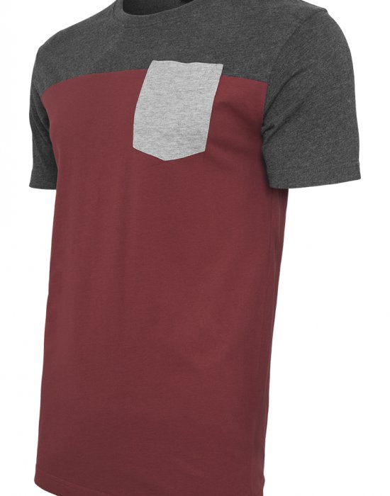 Мъжка тениска Urban Classics burgundy/cha/gry, Urban Classics, Тениски - Complex.bg