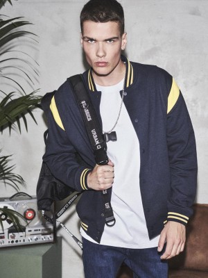 Мъжко колежанско яке Urban Classics Inset navychrome-yellow