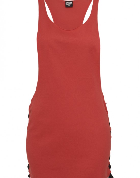 Дамски потник в червен цвят Urban Classics Ladies Side Knotted Loose Tank red/blk, Urban Classics, Жени - Complex.bg