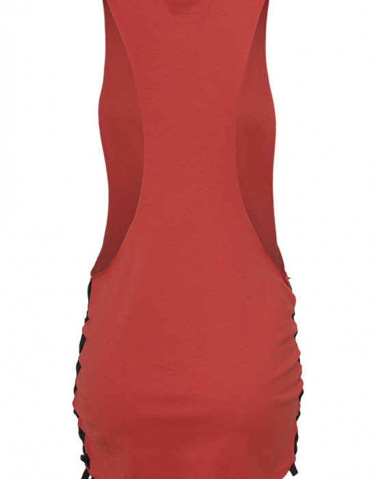 Дамски потник в червен цвят Urban Classics Ladies Side Knotted Loose Tank red/blk, Urban Classics, Жени - Complex.bg