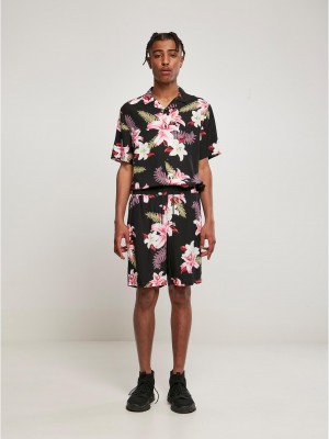 Мъжки къси панталони в черно Viscose AOP Resort 