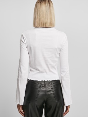 Дамска блуза с дълги ръкави в бял цвят Ladies Rib Turtelneck