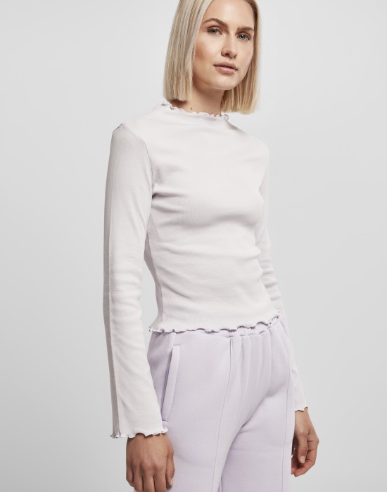 Дамска блуза с дълги ръкави в светлолилав цвят Ladies Rib Turtelneck, Urban Classics, Блузи - Complex.bg