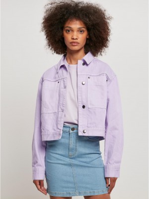 Дамско късо дънково яке в лилав цвят Ladies Short Boxy Jacket