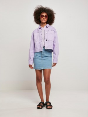 Дамско късо дънково яке в лилав цвят Ladies Short Boxy Jacket