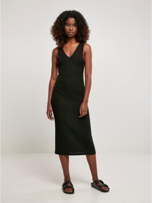 Дамска рокля в черен цвят Ladies Midi Sleeveless Rib Dress