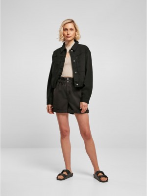 Дамско късо дънково яке в черен цвят Ladies Short Boxy Jacket Дамско късо дънково яке в черен цвят Ladies Short Boxy Jacket