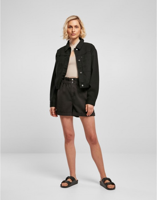 Дамско късо дънково яке в черен цвят Ladies Short Boxy Jacket, Urban Classics, Якета - Complex.bg