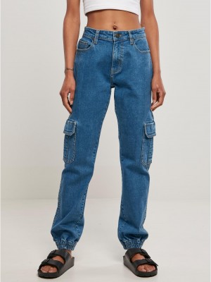 Дамски дълги карго панталони в син цвят Ladies Denim Cargo Pants