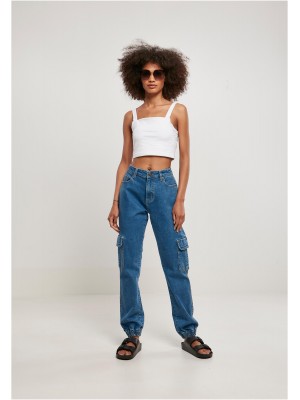 Дамски дълги карго панталони в син цвят Ladies Denim Cargo Pants