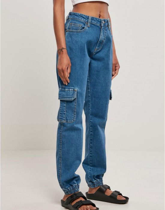 Дамски дълги карго панталони в син цвят Ladies Denim Cargo Pants, Urban Classics, Панталони - Complex.bg