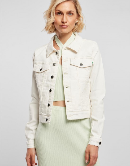 Дамско дънково яке в цвят екрю Ladies Denim Jacket, Urban Classics, Якета Пролет / Есен - Complex.bg
