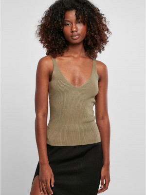 Дамски плетен потник в цвят каки Ladies Top 