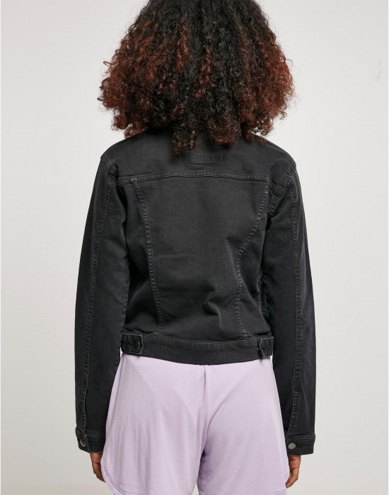 Дамско дънково яке в черен цвят Ladies Denim Jacket, Urban Classics, Якета Пролет / Есен - Complex.bg