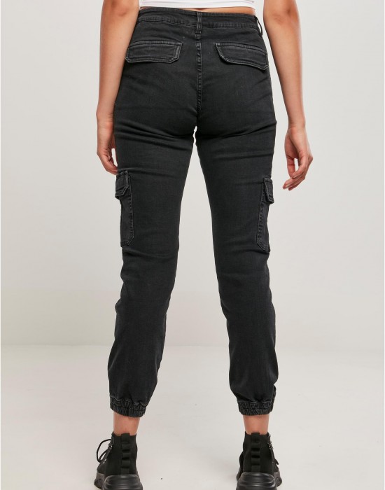 Дамски дълги карго панталони в черен цвят Ladies Denim Cargo Pants, Urban Classics, Панталони - Complex.bg
