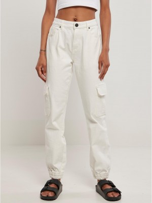 Дамски дълги карго панталони в цвят екрю Ladies Denim Cargo Pants