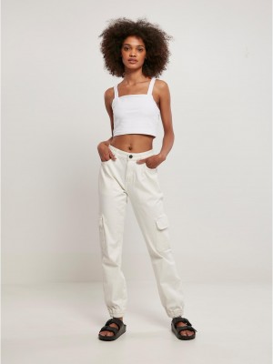 Дамски дълги карго панталони в цвят екрю Ladies Denim Cargo Pants