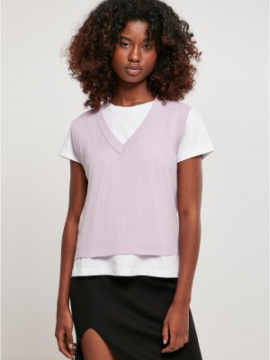 Дамски плетен потник в лилав цвят Ladies Short Knittd Slip