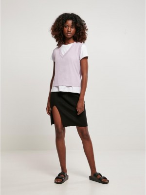 Дамски плетен потник в лилав цвят Ladies Short Knittd Slip