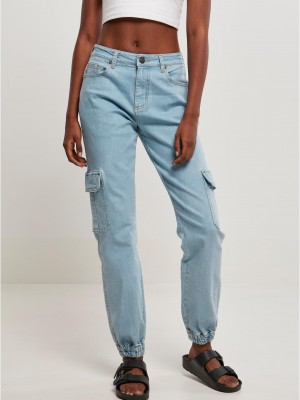 Дамски дълги карго панталони в светлосин цвят Ladies Denim Cargo Pants