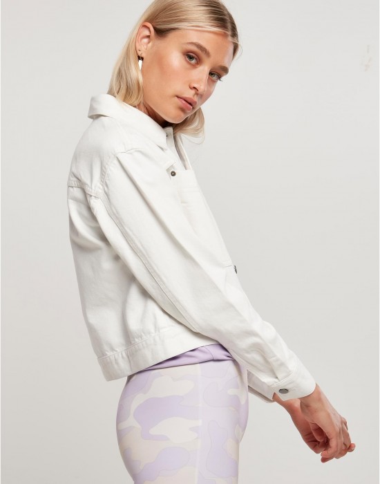 Дамско късо дънково яке в бял цвят Ladies Short Boxy Jacket, Urban Classics, Якета - Complex.bg