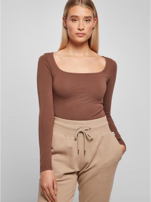 Дамско боди с дълъг ръкав в кафяв цвят Ladies Body