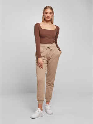Дамско боди с дълъг ръкав в кафяв цвят Ladies Body