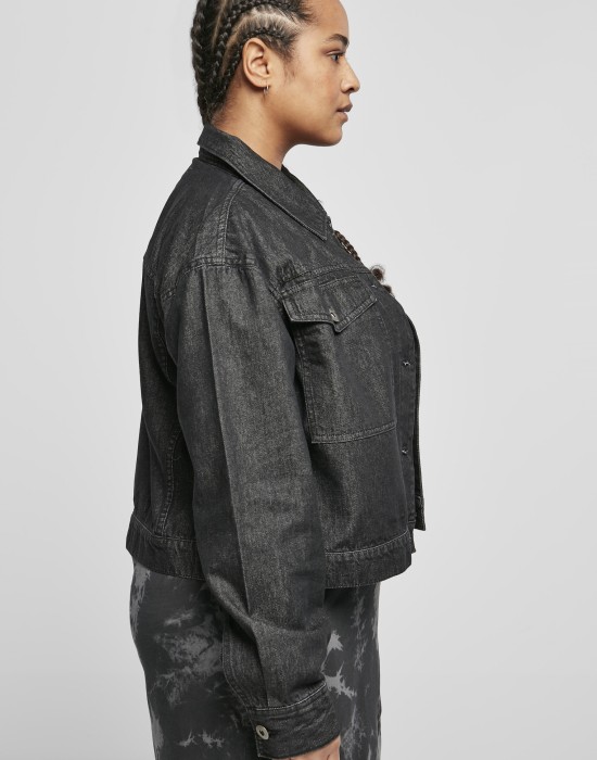 Дамско късо дънково яке в черен цвят Ladies ShortDenim Jacket, Urban Classics, Якета - Complex.bg