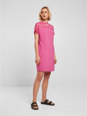 Дамска рокля с дантела в розов цвят Ladies Dress