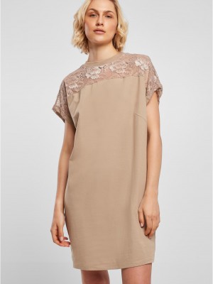 Дамска рокля с дантела в бежов цвят Ladies Dress