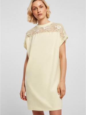 Дамска рокля с дантела в светложълт цвят Ladies Dress