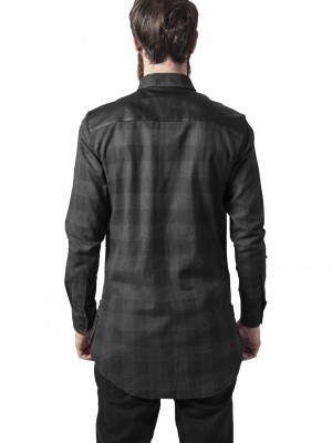 Мъжка карирана риза с кожени детайли Urban Classics blk/red blk/cha