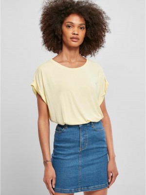 Дамски тениска с паднали ръкави в светложълт цвят Ladies Shoulder Tee 
