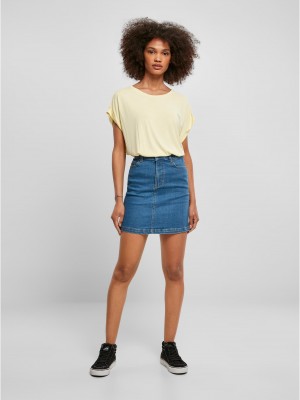 Дамски тениска с паднали ръкави в светложълт цвят Ladies Shoulder Tee 