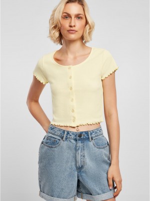 Дамски топ в светложълт цвят Ladies Cropped Button Up