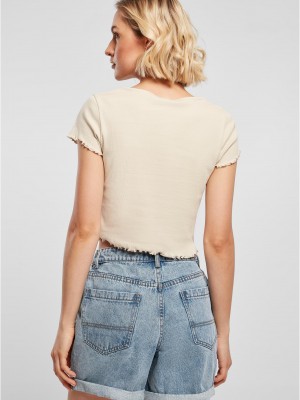 Дамски топ в бежов цвят Ladies Cropped Button Up