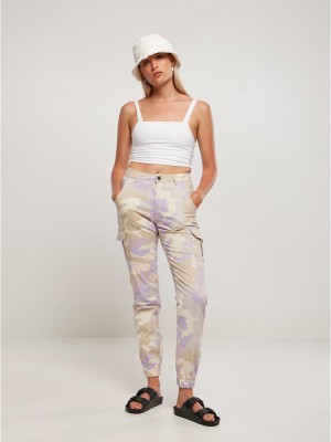 Дамски карго панталон в светъл камуфлаж Ladies High Waist lilaccamo